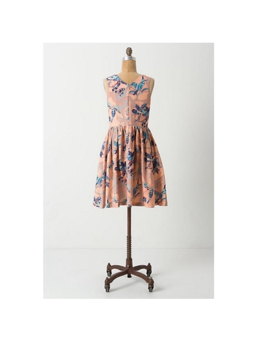 Anthropologie Cottagecore Floral Dress Size 10 Fit & Flare Bird Pink Silk - Picture 5 of 12